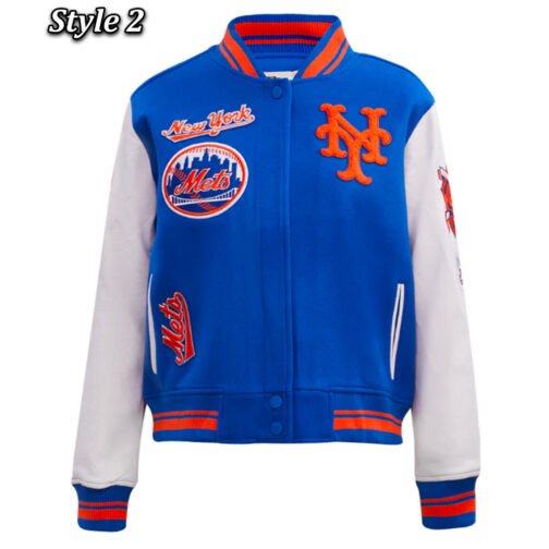 Retro Classic Rib New York Mets Varsity Jacket - Image 2