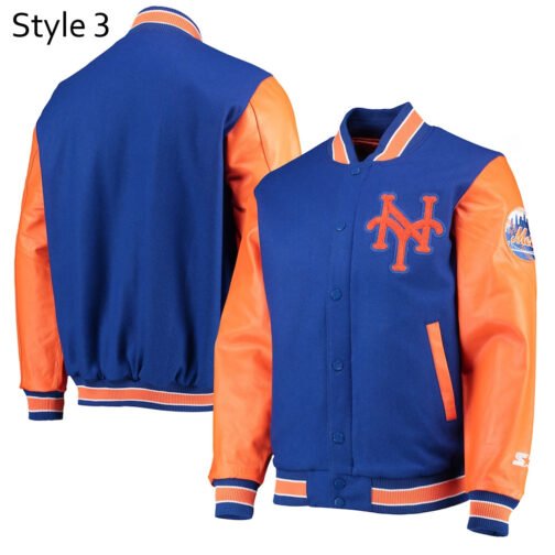 NY Mets Royal and White Varsity Jacket - Image 7