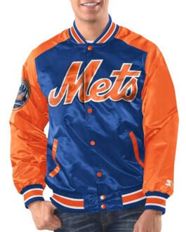 Royal/Orange New York Mets Renegade Varsity Satin Jacket