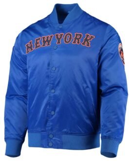 New York Mets Full-Snap Royal Blue Satin Jacket