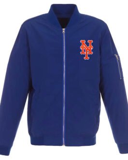 Royal/Grey NY Mets Nylon Bomber Jacket