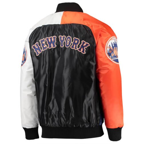 Royal/Orange NY Mets Raglan Full-Snap Satin Jacket - Image 2