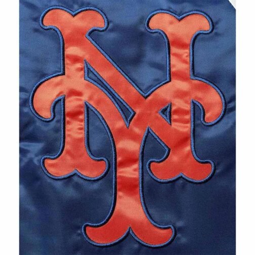Royal/Orange NY Mets Raglan Full-Snap Satin Jacket - Image 5