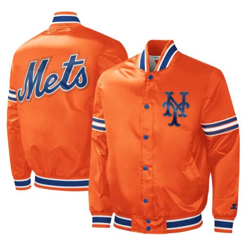 NY Mets Slider Orange Satin Jacket - Image 3