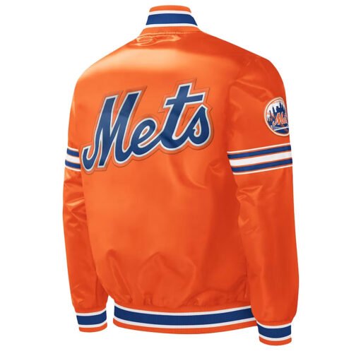 NY Mets Slider Orange Satin Jacket - Image 2