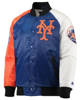 Royal/Orange NY Mets Raglan Full-Snap Satin Jacket