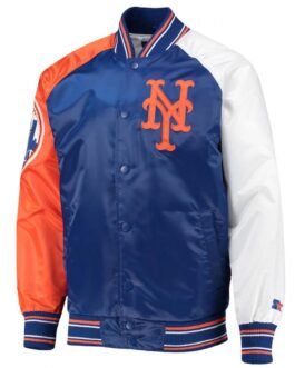 New York Mets Varsity Royal Blue Orange and White Satin Jacket