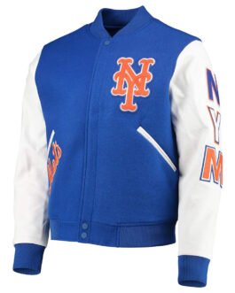 New York Mets Letterman Blue and White Jacket
