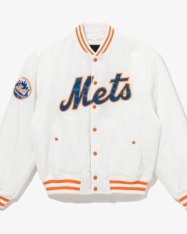 Cooperstown New York Mets Chrome White Jacket