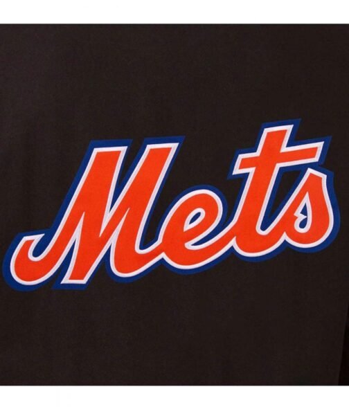 NY Mets Black Wool & Leather Jacket - Image 4