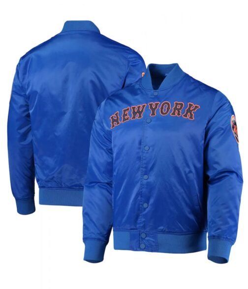 New York Mets Full-Snap Royal Blue Satin Jacket - Image 3