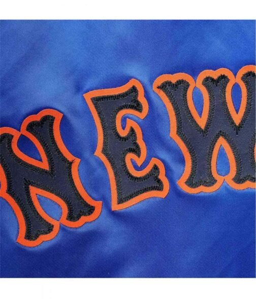 New York Mets Full-Snap Royal Blue Satin Jacket - Image 4