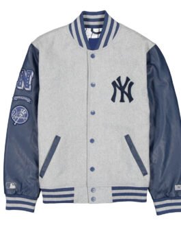 New York Or Nowhere Gray and Navy Varsity Jacket