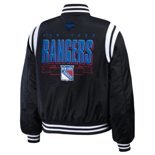 New York Rangers Black Bomber Full-Zip Jacket - Image 2