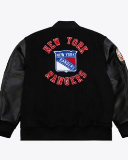 NY Rangers Black Out Team Logo Varsity Jacket