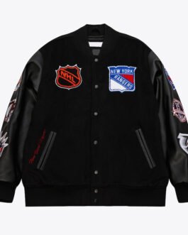 NY Rangers Black Out Team Logo Varsity Jacket