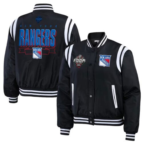 New York Rangers Black Bomber Full-Zip Jacket - Image 3