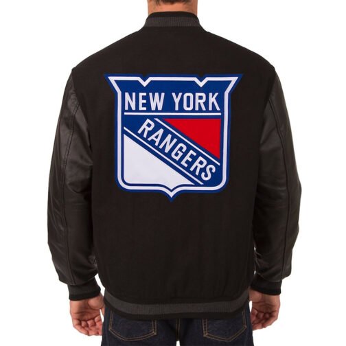 Charcoal/Black NY Rangers Two Hit Varsity Jacket - Image 3