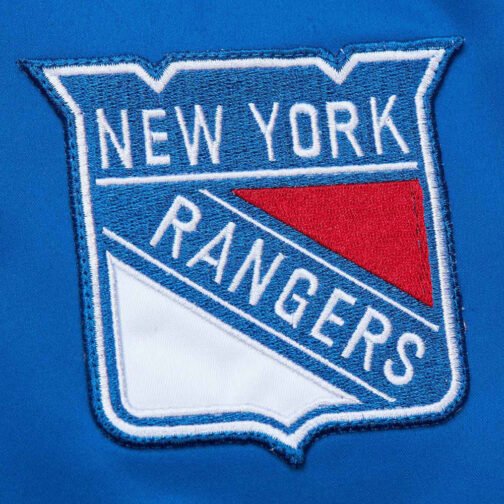 NY Rangers Current Logo Royal Bomber Satin Jacket - Image 4