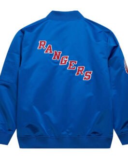 NY Rangers Current Logo Royal Bomber Satin Jacket