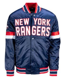 NY Rangers Home Game Blue Satin Jacket
