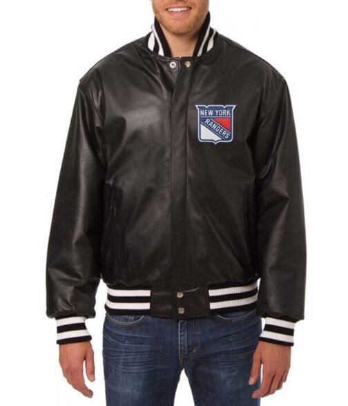 New York Rangers Varsity Bomber Leather Jacket