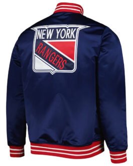 NY Rangers Navy Blue Heavyweight Satin Jacket