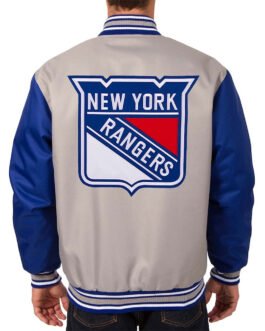 NY Rangers Two Hit Poly-Twill Gray and Blue Jacket