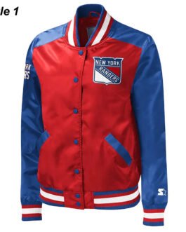 NY Rangers Legends Red and Blue Satin Jacket