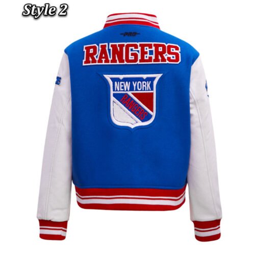 Retro Classic Rib New York Rangers Varsity Jacket - Image 4
