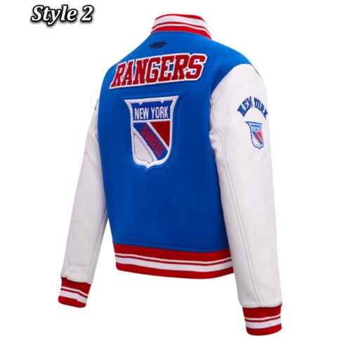 Retro Classic Rib New York Rangers Varsity Jacket - Image 8