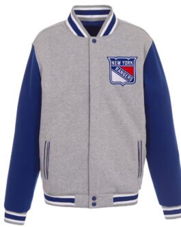 NY Rangers Gray/Royal Varsity Wool Jacket
