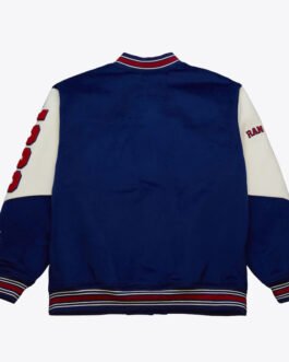 NY Rangers Team History Blue Vintage Logo Varsity Jacket