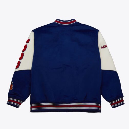NY Rangers Team History Blue Vintage Logo Varsity Jacket - Image 2