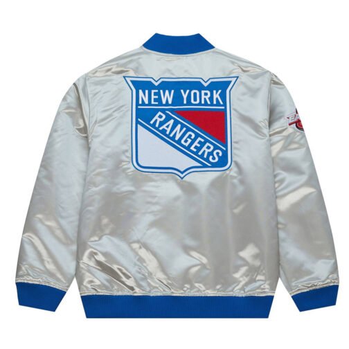 NY Rangers Team OG 2.0 Silver Satin Jacket - Image 2