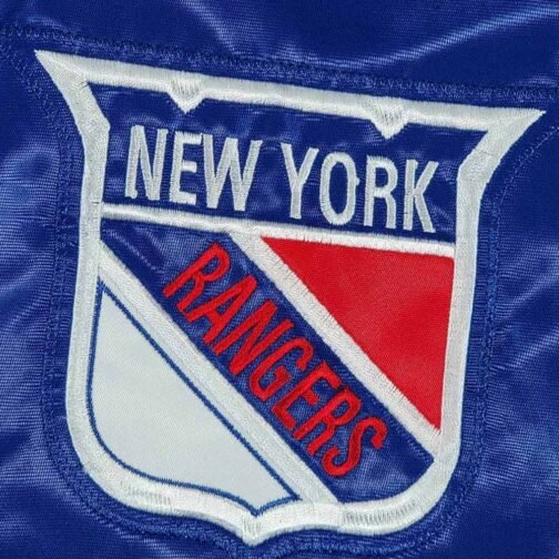 NY Rangers Teddy Royal Varsity Satin Jacket - Image 3