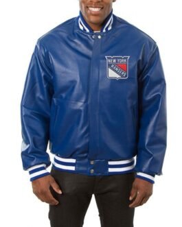 New York Rangers Varsity Bomber Leather Jacket