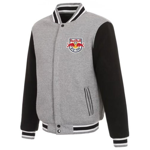 NY Red Bulls Black and Gray Varsity Wool Jacket
