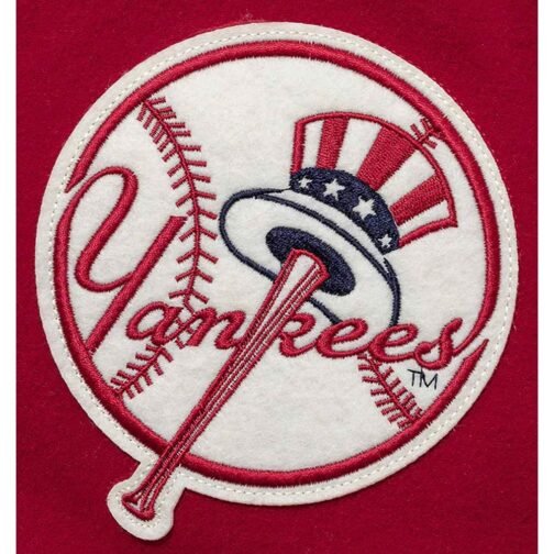 NY Yankees Baseball Dark Red Varsity Jacket - Image 4