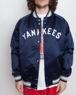 NY Yankees Baseball Navy Satin Jacket