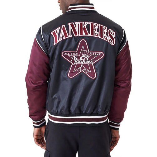 NY Yankees Black and Maroon Satin Jacket - Image 2