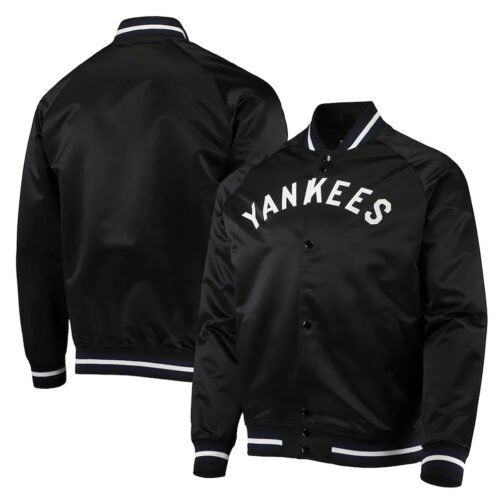 Lightweight NY Yankees Black/Blue Satin Jacket - Image 6