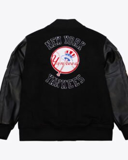 NY Yankees Black Out Vintage Logo Varsity Jacket