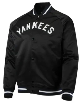 Lightweight NY Yankees Black/Blue Satin Jacket