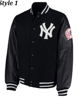 NY Yankees Varsity Wool/Leather Black Jacket