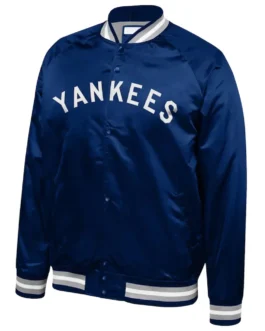 Lightweight NY Yankees Black/Blue Satin Jacket