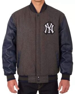 NY Yankees Varsity Charcoal and Navy Blue Jacket