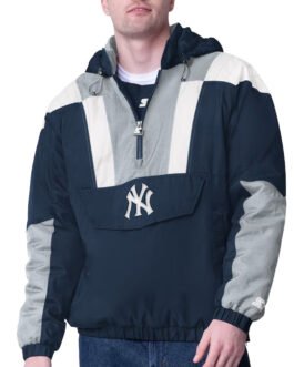 Navy NY Yankees Charger Half-Zip Pullover Jacket