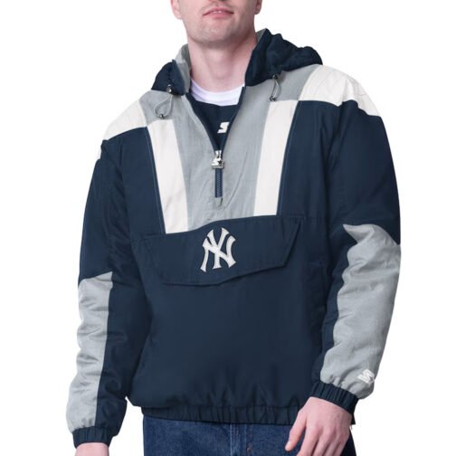 Navy NY Yankees Charger Half-Zip Pullover Jacket