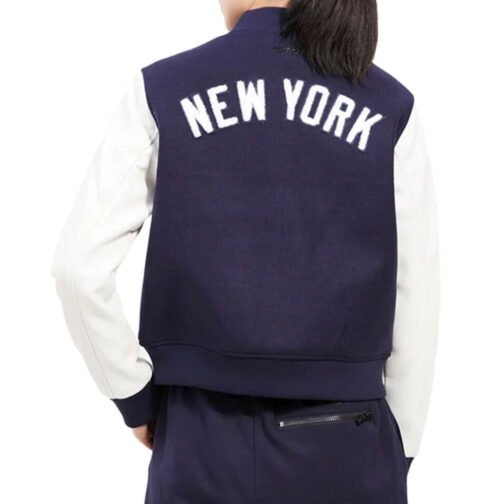New York Yankees Classic Navy and White Varsity Jacket - Image 2